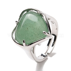 Регулируемое кольцо в форме сердца из драгоценных камней&nbsp;RJEW-E265-01P