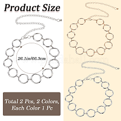 2 шт. 2-цветный сплав цепочка с кольцом поясной ремень&nbsp;AJEW-CN0002-80B