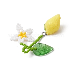 2 шт. 2 стиля подвески из смолы и стеклянных бусин ручной работы в виде цветка лимона большие&nbsp;PALLOY-MZ00771