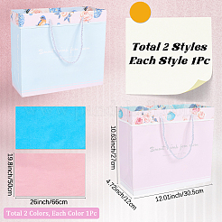 2 шт. 2-цветные прямоугольные бумажные пакеты с цветочным принтом на тему Дня святого Валентина и веревочной ручкой&nbsp;ABAG-SP0001-27