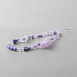 Ремешок для мобильного телефона с акриловым бисером и медведем&nbsp;FIND-WH0155-022