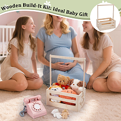 Прямоугольные деревянные ящики для детского душа&nbsp;ODIS-WH0025-282