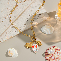 Овальные подвески в форме ракушки из европейской нержавеющей стали 304 для женщин&nbsp;WX6580