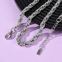 Ожерелья из текстурированной веревочной цепи из нержавеющей стали 304 толщиной 6.5 мм&nbsp;NJEW-T016-17P