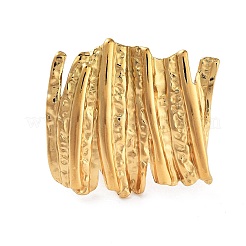 Текстурированные открытые манжеты из нержавеющей стали 304 для женщин&nbsp;RJEW-Z044-03G-02