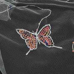 Полиэфирная сетка тюль ткань с рисунком бабочки&nbsp;DIY-WH0308-319A