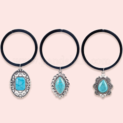 3 шт. 3 стиля резиновые и синтетические бирюзовые эластичные аксессуары для волос&nbsp;AJEW-CY0001-75
