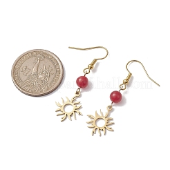 Серьги с подвесками из натурального малайзийского нефрита (окрашенные)&nbsp;EJEW-JE05818