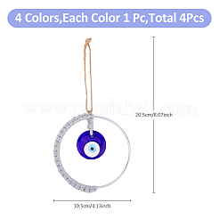 4 шт. 4-цветная хлопковая нить ручной работы с турецким стеклом&nbsp;HJEW-FH0001-63