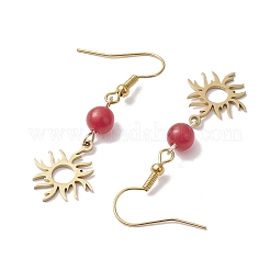 Серьги с подвесками из натурального малайзийского нефрита (окрашенные)&nbsp;EJEW-JE05818