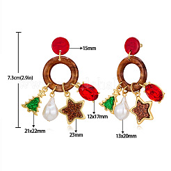 Рождественские латунные эмалевые серьги-гвоздики&nbsp;FS-WG0512A-01