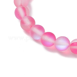 5шт 5 цвета синтетические лунные камни бусины эластичные браслеты для женщин&nbsp;BJEW-JB11594