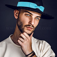 6 шт. двухцветный полиэстеровый пояс для шляпы с бантом&nbsp;FIND-CP0001-75