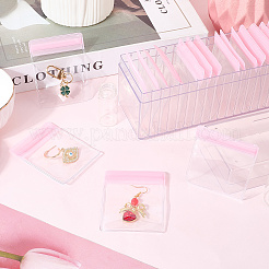Прямоугольные прозрачные шкатулки для хранения ювелирных изделий из АБС-пластика с крышкой и ПВХ-мешочками&nbsp;CON-WH20001-17B