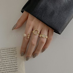 3 шт. латунное кольцо-манжета с кристаллами и стразами&nbsp;FS-WG8A782-01