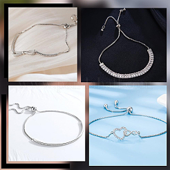 2шт 925 серебряных цепочки-слайдера для изготовления браслета&nbsp;MAK-BBC0001-23