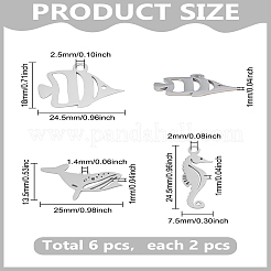 6 шт. 3 стиля подвески из нержавеющей стали 304&nbsp;STAS-LP0003-24