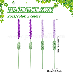 4шт 2 цвета крючком полиэстер цветочные украшения лаванды&nbsp;AJEW-FG0002-67
