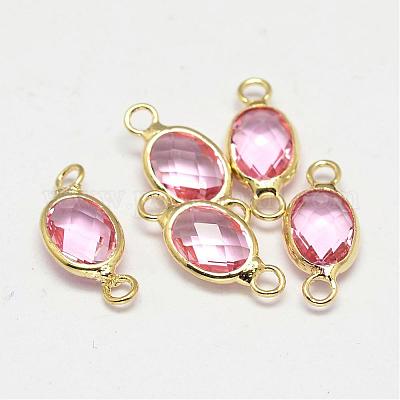 Овальные граненые соединители звеньев из золотой латуни GLAA-O014-01G-1