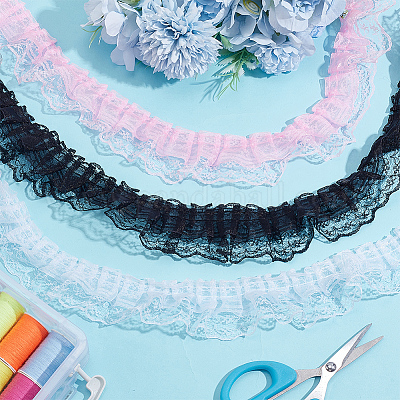 Отделка плиссированным кружевом длиной 20 м из полиэстера&nbsp;OCOR-HY0001-20C-1