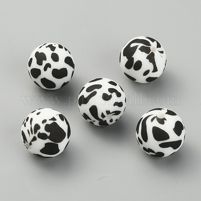 Силиконовые бусины с леопардовым принтом&nbsp;LS-SIL-TAC0003-06C-1