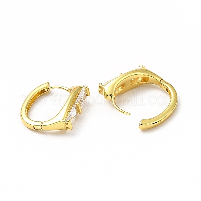 Прямоугольные серьги-кольца из прозрачного кубического циркония EJEW-H093-11G-1