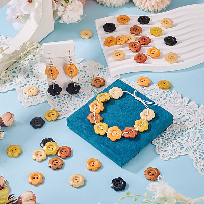 120 шт. 6-х цветные деревянные пуговицы-цветы с 2 отверстиями&nbsp;BUTT-TA0001-40C-1