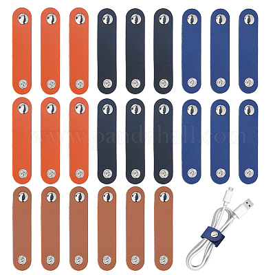 24 шт. 4 цвета pu кожаный ремешок для хранения кабелей данных&nbsp;AJEW-DC0001-88-1