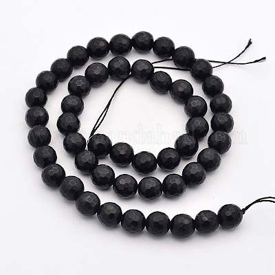 Грановитая круглый натуральный черный камень бисер пряди&nbsp;G-E302-066-8mm-1