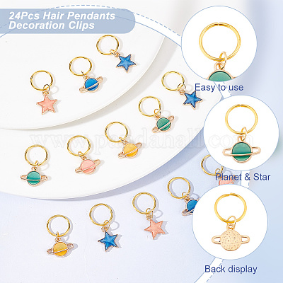 24 шт сплав эмали и железа плетение подвески для волос украшения зажимы&nbsp;PALLOY-AB00050-1