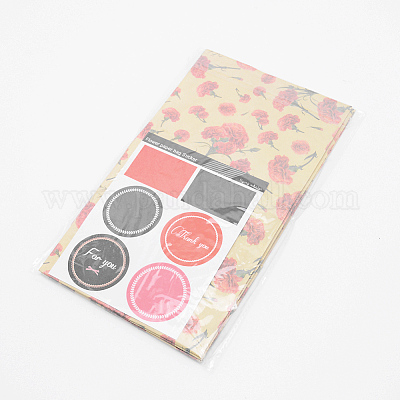 Бумажные пакеты с цветочным узором CARB-WH0009-11D-1