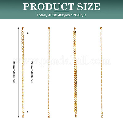 4 шт. 4 стиля латунная скрепка и кубинское звено 7 цепи панцирного типа&nbsp;AJEW-TAC00042-1