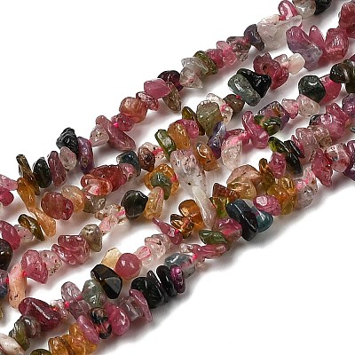 Нити из натуральных разноцветных турмалиновых бусин&nbsp;G-F328-37A-1