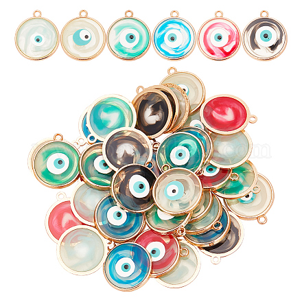 36 шт. подвески из эмали с эпоксидной смолой двух цветов RESI-AR0001-31-1