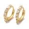 Rack Plating Brass Micro Pave Cubic Zirconia Hoop Earring Finding, Long-Lasting Plated, Cadmium Free & Lead Free, Round, Real 18K Gold Plated, 16x15x1~3mm, Hole: 1mm, Pin: 1mm