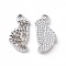 Alloy Crystal Rhinestone Pendants, Footprint Charms, Platinum, 17x11x2.5mm, Hole: 1.6mm