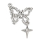 Alloy Pendants, with Rhinestone, Lead Free & Cadmium Free & Nickel Free, Rack Plating, Butterfly, Platinum, 37x24.5x4mm, Hole: 1.8mm