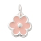 925 Sterling Silver Enamel Flower Charms, with Jump Rings and 925 Stamp, Silver Color Plated, Dark Salmon, 8.5x8x2mm, Hole: 1.7mm