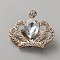 Zinc Alloy Kilt Pins, with Rhinestone, Crown, 27x30.5mm