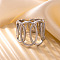 201 Stainless Steel Oval Link Chain Cuff Rings, Stainless Steel Color, Inner Diameter: 19mm
