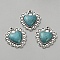 Synthetic Turquoise Pendants, with Alloy Settings, Antique Silver, Heart, 30x26.5x6.5mm, Hole: 2.2mm