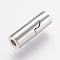 Tarnish Resistant 304 Stainless Steel Magnetic Clasps with Glue-in Ends, Column, Stainless Steel Color, 20mm, Hole: 3mm