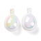 UV Plated Acrylic Beads, Iridescent, Teardrop, White, 26.5x18mm, Hole: 1.8mm