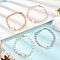 4Pcs 4 Colors Glass Pearl Round Beaded Link Bracelets for Women, with Brass Spacer Beads, Mixed Color, 8-3/4 inch(22.1cm), 1pc/color