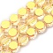 Electroplate Glass Beads Strands, Flat Round, Half Plated, Faceted, Lemon Chiffon, 8x5mm, Hole: 1.2mm, about 77pcs/strand, 22.64''(57.5cm)
