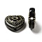 Plating Acrylic Beads, Golden Metal Enlaced, Heart with Flower Pattern, Black, 17x18x6mm, Hole: 1.6mm