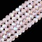 Transparent Glass Beads Strands, Faceted, Frosted, Half AB Color Plated, Rondelle, Pink, 3.5~3.8x3mm, Hole: 0.4mm, about 105~110pcs/strand, 29~31cm