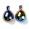 UV Plated Acrylic Beads, Iridescent, Teardrop, Black, 26.5x18mm, Hole: 1.8mm
