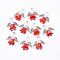 10Pcs Acrylic & Imitation Pearl Flower Angel Pendants, with Alloy Wings and Brass Findings, Antique Silver & Platinum, Red, 20mm, Hole: 2.2mm, 10pcs/set