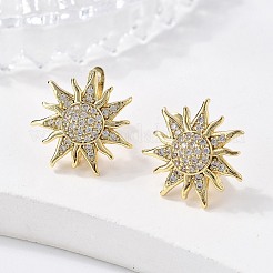 Серьга-кольцо в форме солнца из прозрачного кубического циркония&nbsp;EJEW-C002-10G-RS